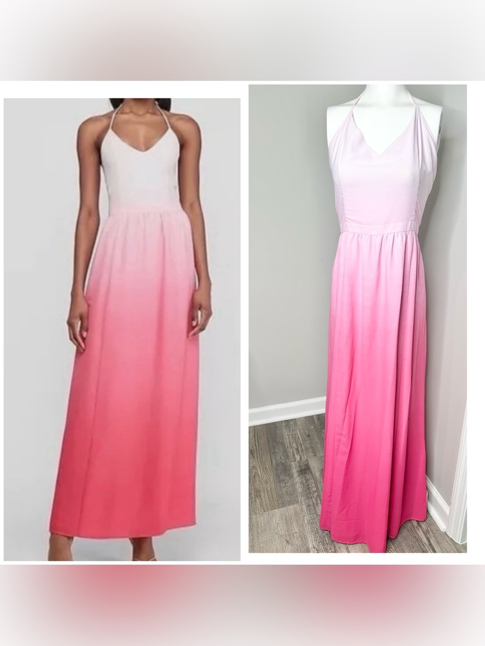 Express Pink Ombre Halter Maxi Dress-large